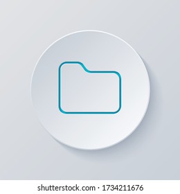 Folder of documents, portfolio with files, linear outline business icon. Cut circle with gray and blue layers. Paper style