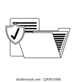 folder with documents protected in black and white