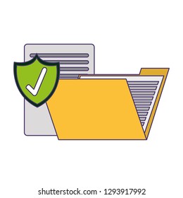 folder with documents protected blue lines