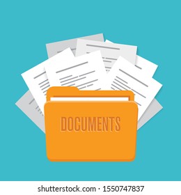 folder with documents, vector illustration