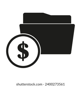 Folder and dollar icon. File management symbol. Vector illustration. EPS 10.