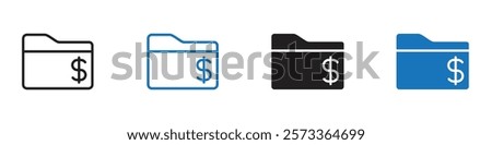 Folder dollar icon Flat line symbol