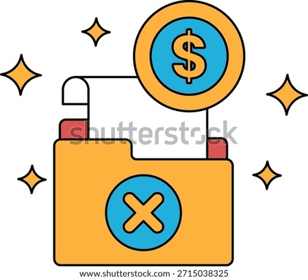 A folder with a dollar sign on top of it. The folder is empty and the dollar sign is shining brightly