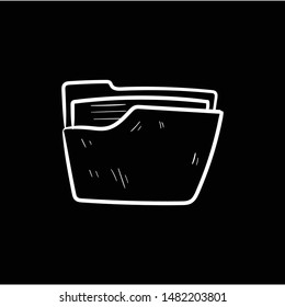 folder doodle flat black vector hand drawing