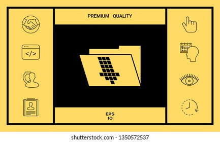 Folder down arrow icon. Graphic elements for your design