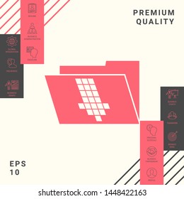 Folder down arrow icon. Graphic elements for design