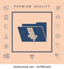 Folder down arrow icon. Graphic elements for design