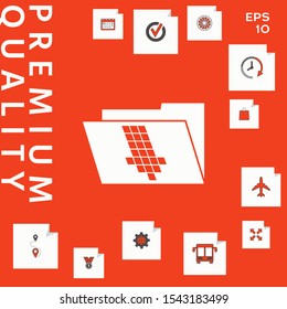 Folder down arrow icon. Graphic elements for design