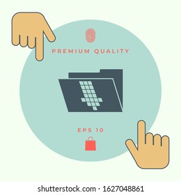 Folder down arrow icon. Graphic elements for design