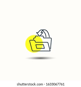 Folder with down arrow vector outline sign. Folder import line icon. Vector