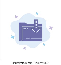 Folder, Download, Computing, Arrow Blue Icon on Abstract Cloud Background