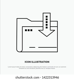 Folder, Download, Computing, Arrow Vector Line Icon