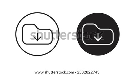 Folder download filled and outlined icons vectors on white background