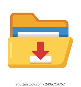 Folder download flat vector illusration
