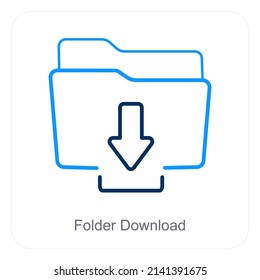 Concepto de icono de carpeta y descarga de carpetas