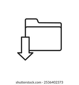 Ordner-Download-Symbol Flache Kunstgrafik in Umrissen