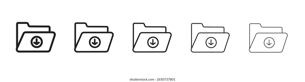 Ícone de download da pasta ilustração plana definir logotipo