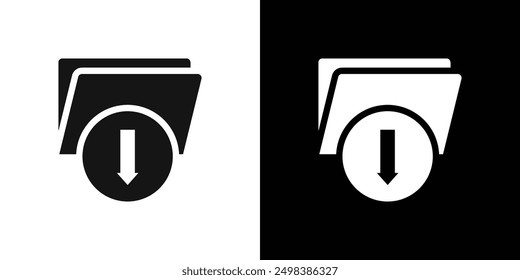 Ordner-Download-Symbol für flache Linie Symbol-Set.