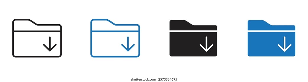 Folder download icon Flat line symbol