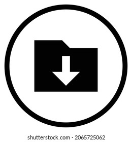 icono de descarga de carpetas. Estilo plano Forma de círculo aislada en fondo blanco. Ilustración del vector