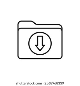 Folder download icon Isolated flat vector in outline