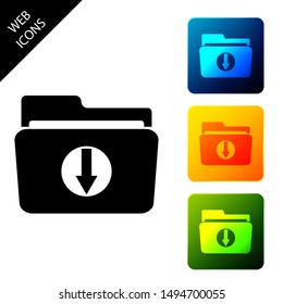 Folder download icon isolated. Set icons colorful square buttons. Vector Illustration