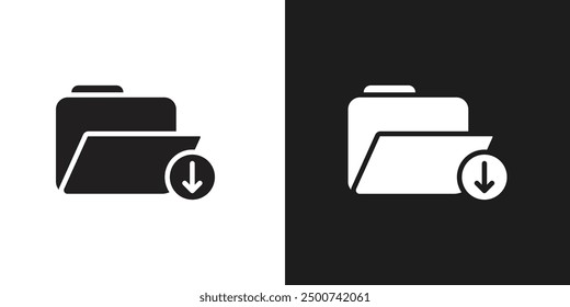 Folder download icon line art vector