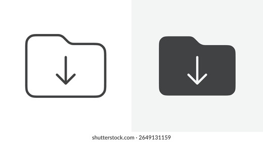 Ícone de download da pasta Sinal de vetor de contorno