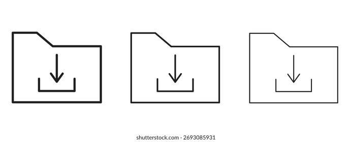 Símbolo de ícone de download de pasta. Sinal de estilo linear para conceito móvel