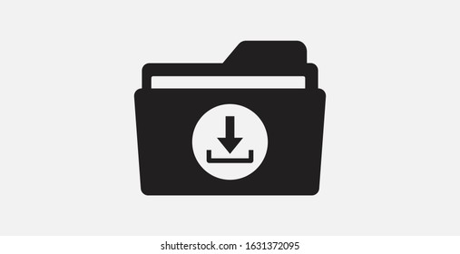 Folder with download icon. Vector illustration icon. Download folder icon. Filled vector icon