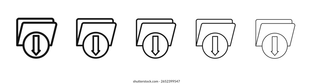 ícone de download da pasta vetor estrutura de tópicos conjunto sinal de ilustração