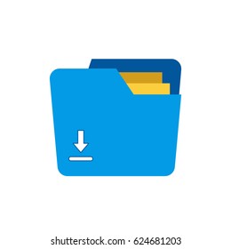 Folder with download icon for web or application to display downloads. Vector illustration isolated on white background.