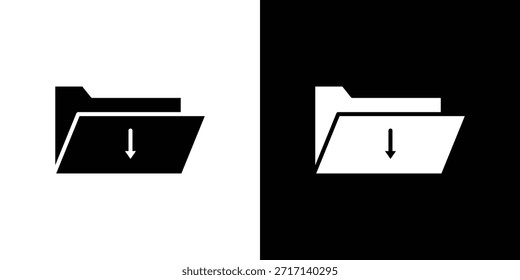 Conjunto de iconos de Descarga de carpeta. iconos vectoriales diseñados en estilo relleno