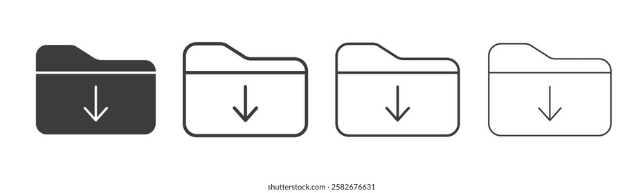 Folder download icons set vectors graphic designs
