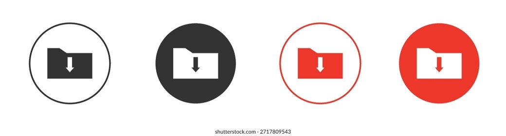 Iconos de la Descarga de la carpeta Ilustración vectorial plana simple de la silueta