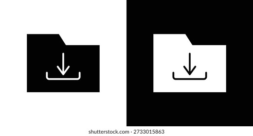 Símbolo de ícones de download de pasta para web e vetor preenchido móvel isolado
