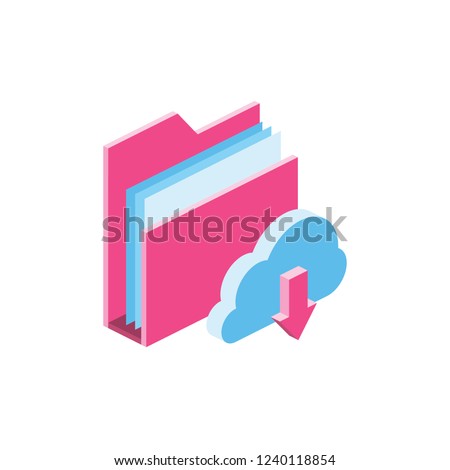 Folder download isometric 3d icon