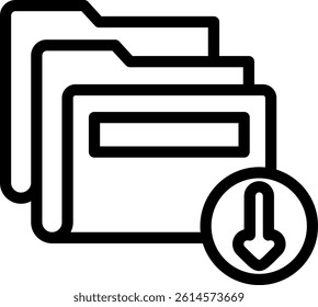 Folder Download Line Vector Icon Design