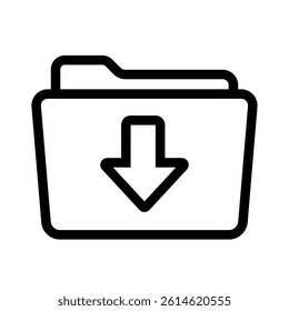 Folder download symbol. Simple line art.