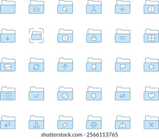 Folder duotone vector icons pack