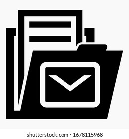 Folder and email icon. Archive of letters. The history of e-mail. Vector icon.