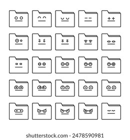 carpeta iconos de emoticonos establecer Ilustración vectorial