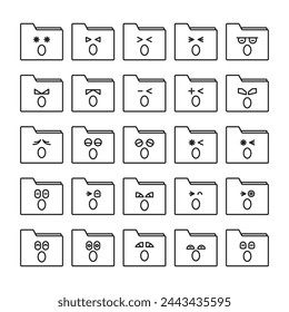 carpeta emoticonos iconos conjunto ilustración vectorial