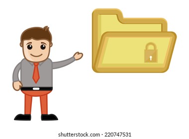 Folder Encryption - Vector Character Cartoon Illustration