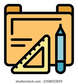 Folder engineer tool icon outline vector. Industry work. Process production color flat