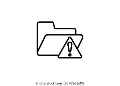 Icono de error de carpeta. Carpeta con signo de exclamación. icono relacionado con la advertencia, la notificación. adecuado para aplicaciones, interfaces de usuario, imprimible, etc. Estilo de icono de línea. Diseño de vector simple editable