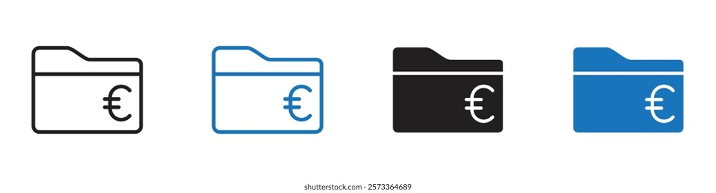 Folder euro icon Flat line symbol