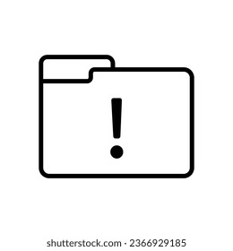 Folder with exclamation mark icon vector. Prohibited, warning sign, caution sign icon. Folder line icon vector illustration for graphic design, UI, or digital web.