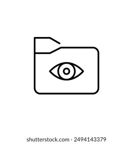 Folder and eye. File visibility, document examination. Pixel perfect vector icon