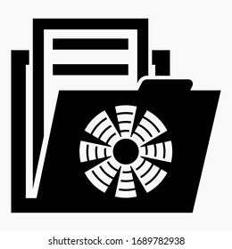 Folder and fan icon. Documents for air conditioning. Vector icon